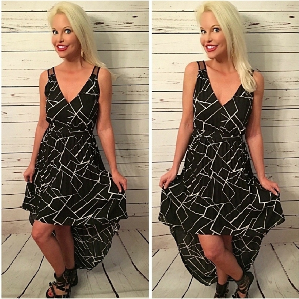 NEW High Low Fully Lined Mesh Detail Dress
